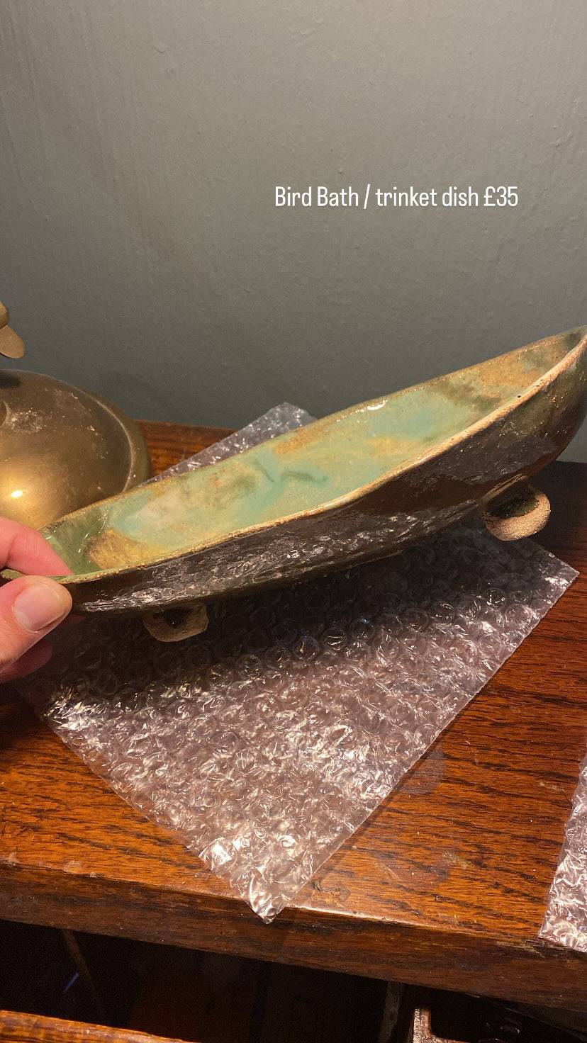 Green Bird Bath / Trinket dish