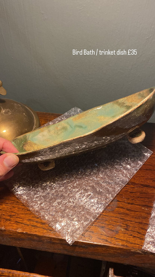 Green Bird Bath / Trinket dish